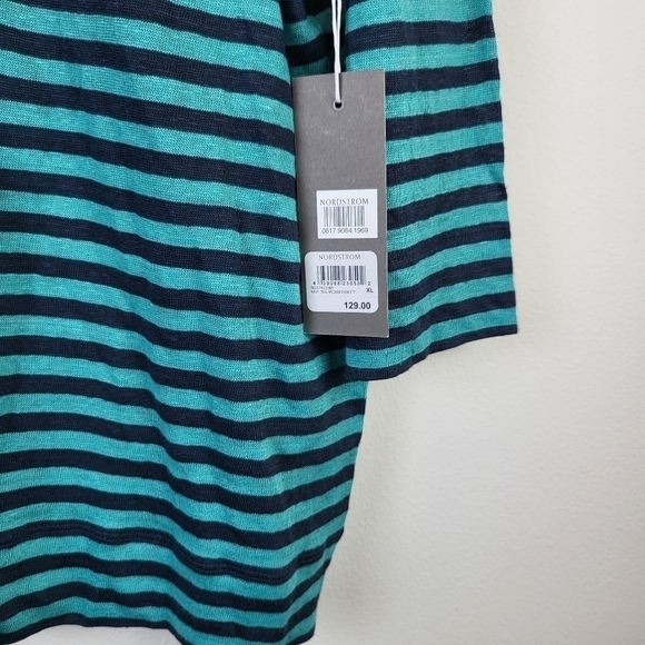 Nordstrom Signature 100% Linen Striped top tee Size XL NWT - Picture 5 of 6